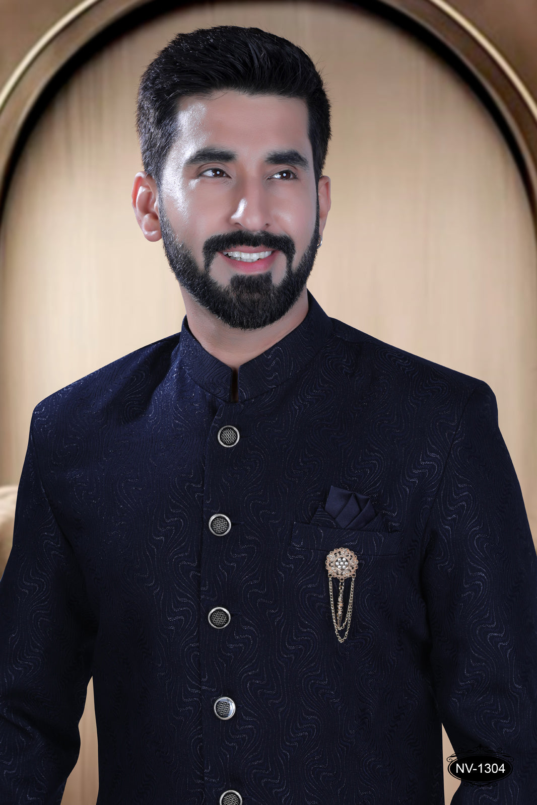 INDO-WESTERN SET IN BLUE HUE WITH ELEGANT SELF-DESIGN PATTERN