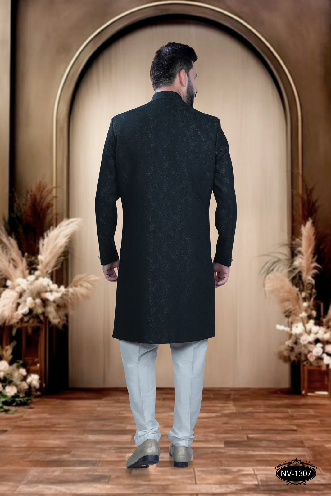 INDO-WESTERN SET IN GREEN HUE WITH ELEGANT SELF DESIGN PATTERN