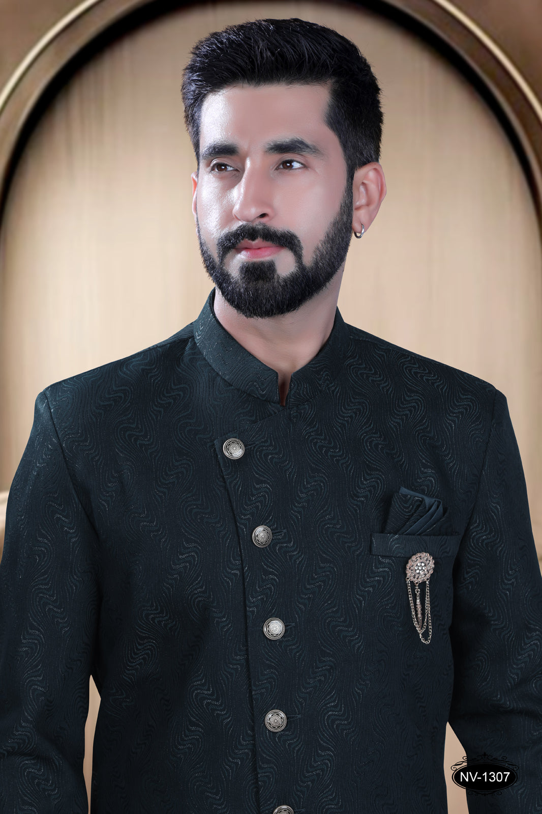 INDO-WESTERN SET IN GREEN HUE WITH ELEGANT SELF DESIGN PATTERN