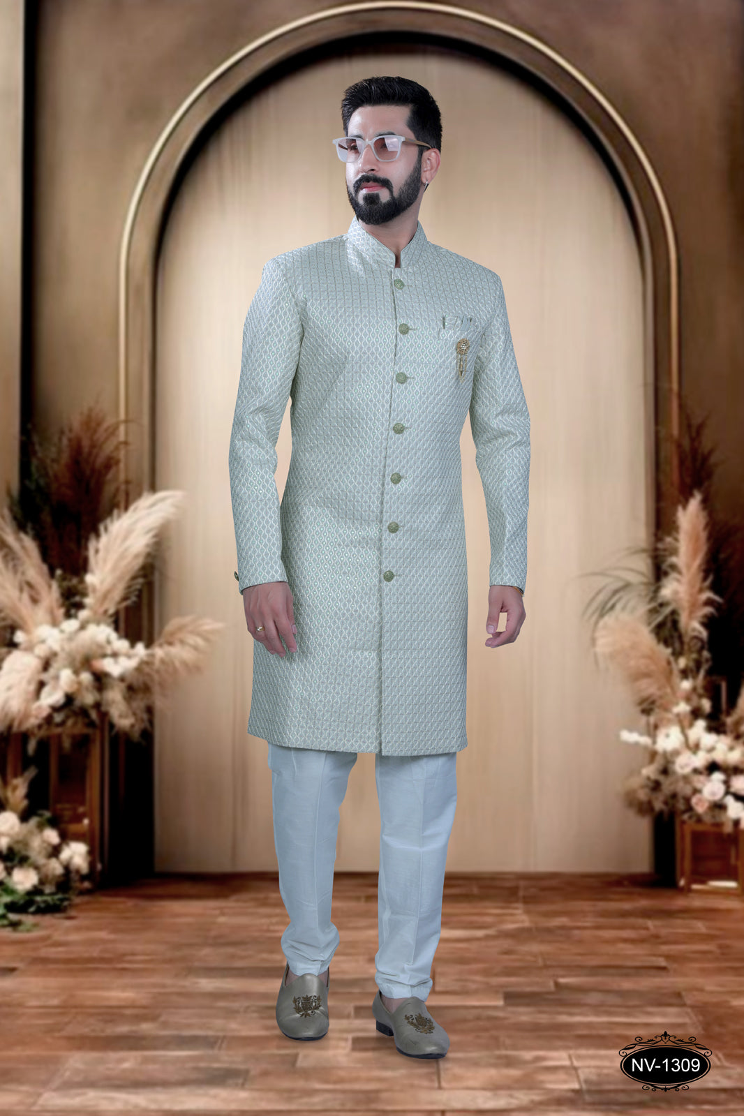 GREEN HUE INDO-WESTERN SET IN THREAD-WORK FOR EVERY OCCASIONS