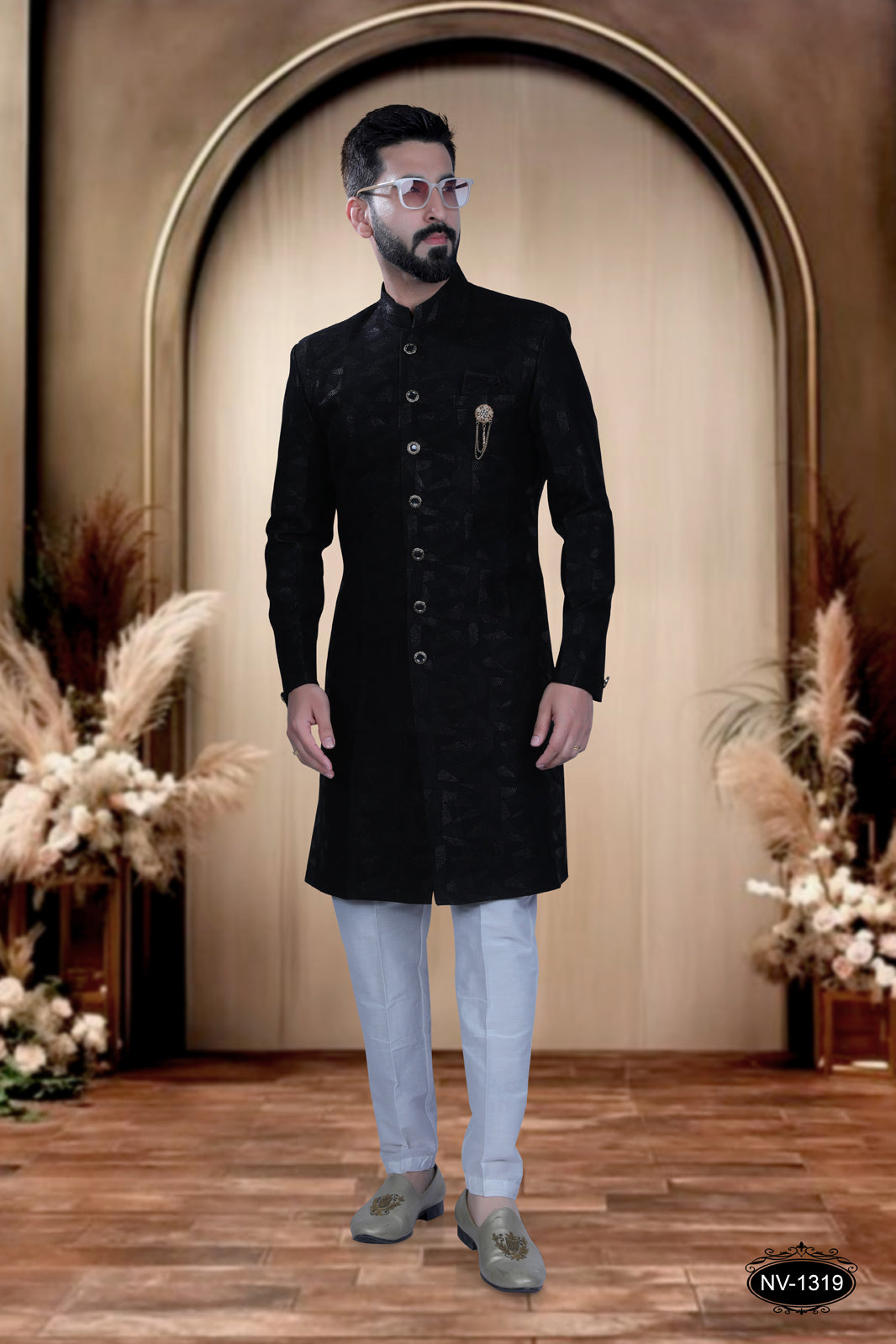 INDO-WESTERN IN RICH BLACK HUE WITH SELF-DESIGN PERFECT FOR EVERY CEREMONIES