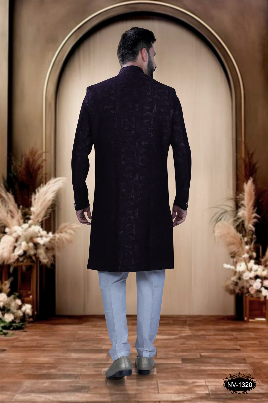 INDO-WESTERN IN WINE HUE WITH SELF-DESIGN ,PERFECT FOR EVERY CEREMONIES