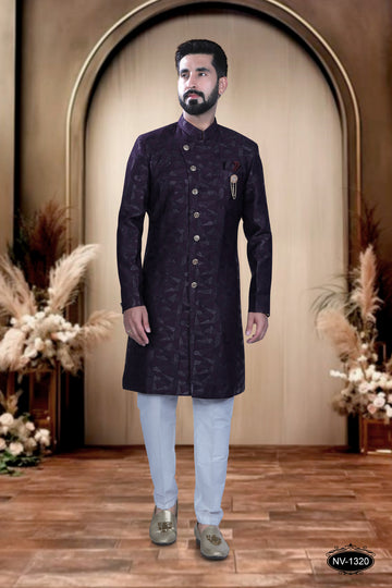 INDO-WESTERN IN WINE HUE WITH SELF-DESIGN ,PERFECT FOR EVERY CEREMONIES