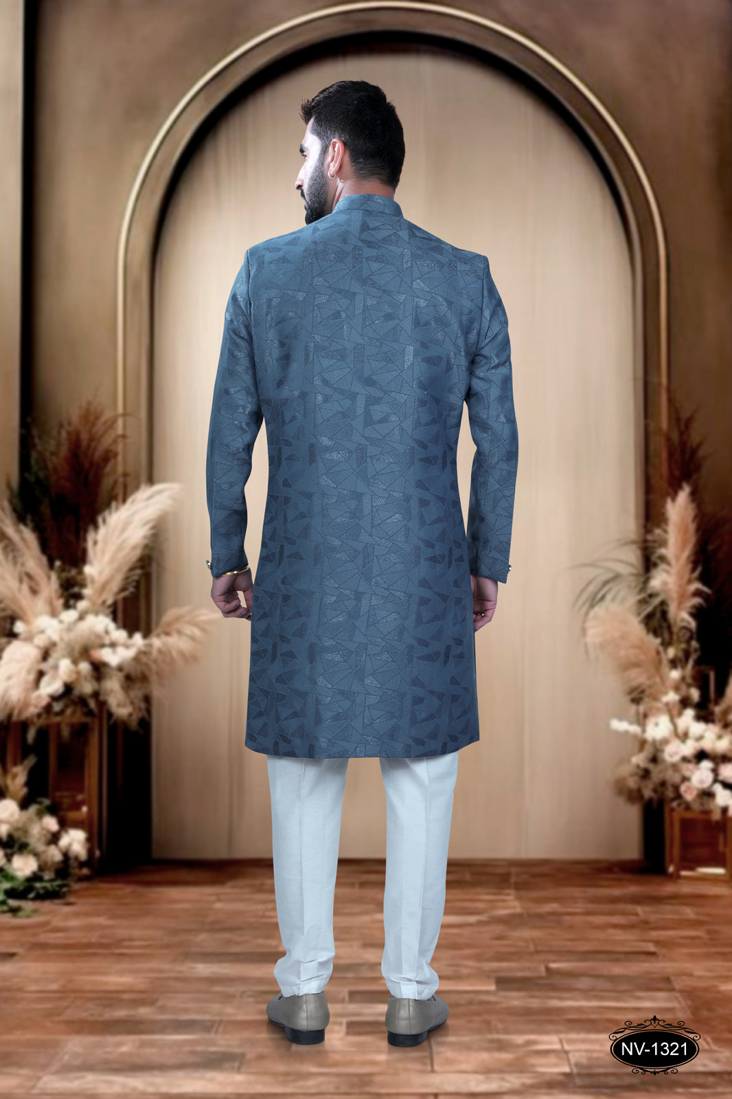 INDO-WESTERN IN BLUE HUE WITH SELF-DESIGN ,PERFECT FOR EVERY CEREMONIES