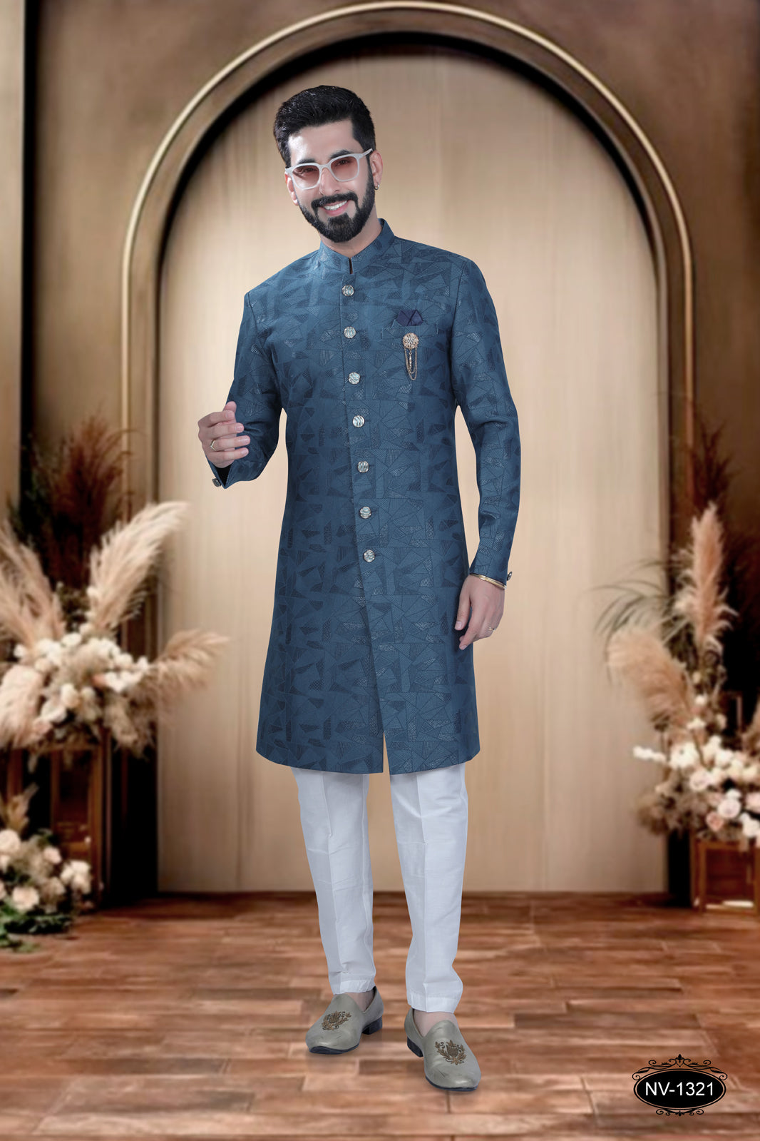 INDO-WESTERN IN BLUE HUE WITH SELF-DESIGN ,PERFECT FOR EVERY CEREMONIES