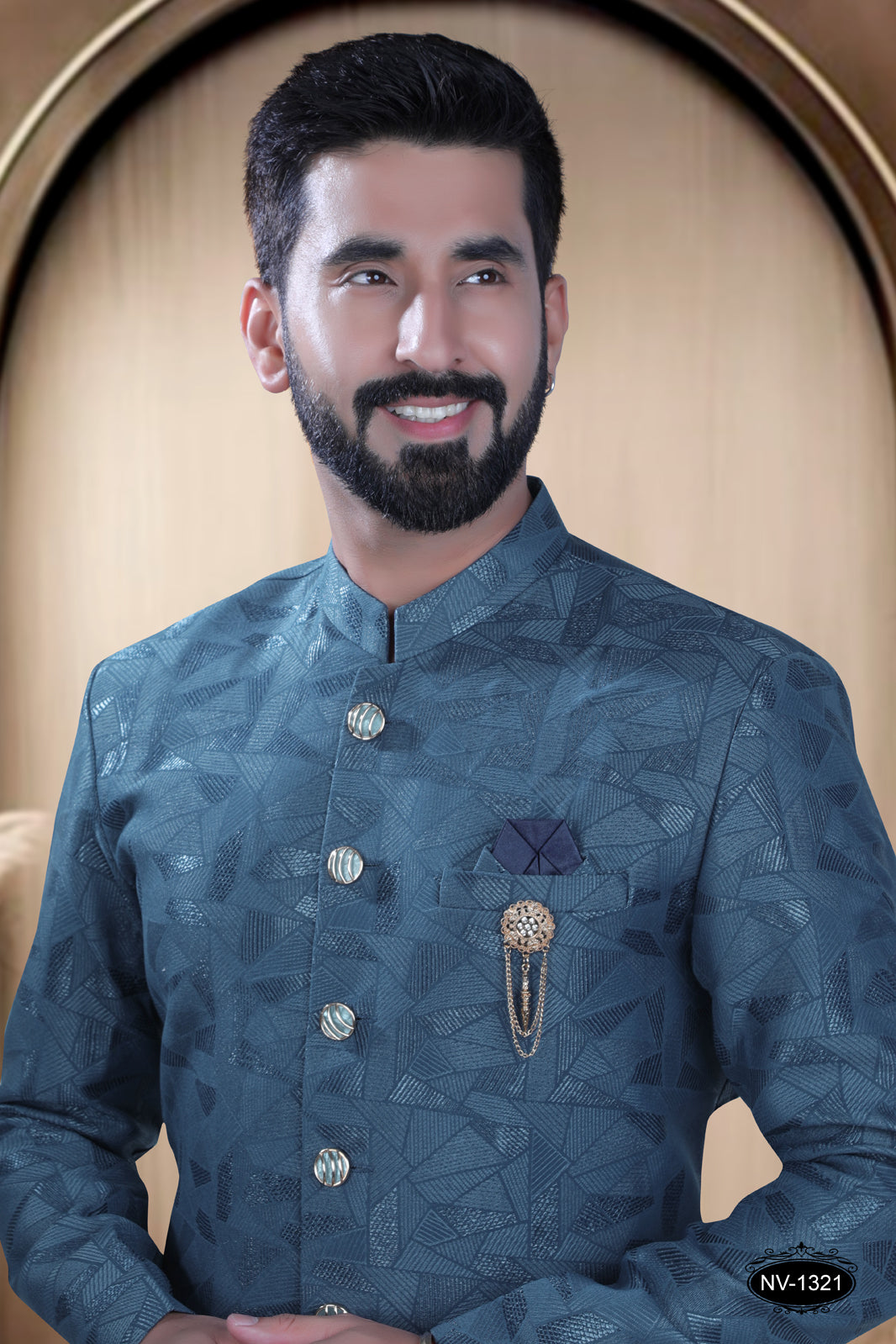 INDO-WESTERN IN BLUE HUE WITH SELF-DESIGN ,PERFECT FOR EVERY CEREMONIES
