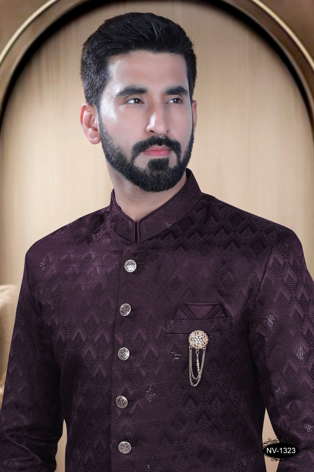 INDO-WESTERN IN WINE HUE WITH SELF-DESIGN PERFECT FOR EVERY CEREMONIES