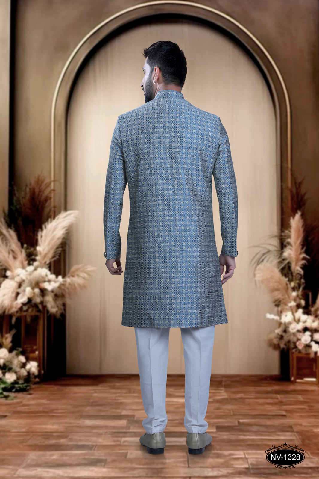 BLUE HUE INDO-WESTERN SET WITH SELF-DESIGN FOR EVERY OCCASIONS
