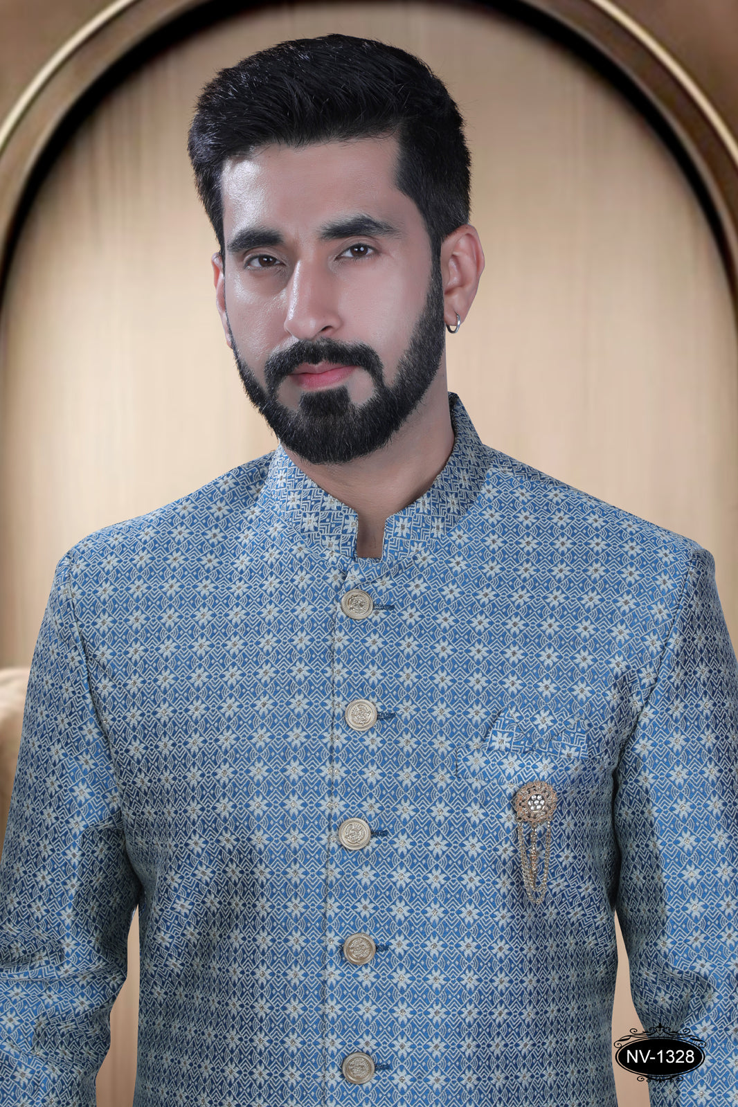BLUE HUE INDO-WESTERN SET WITH SELF-DESIGN FOR EVERY OCCASIONS