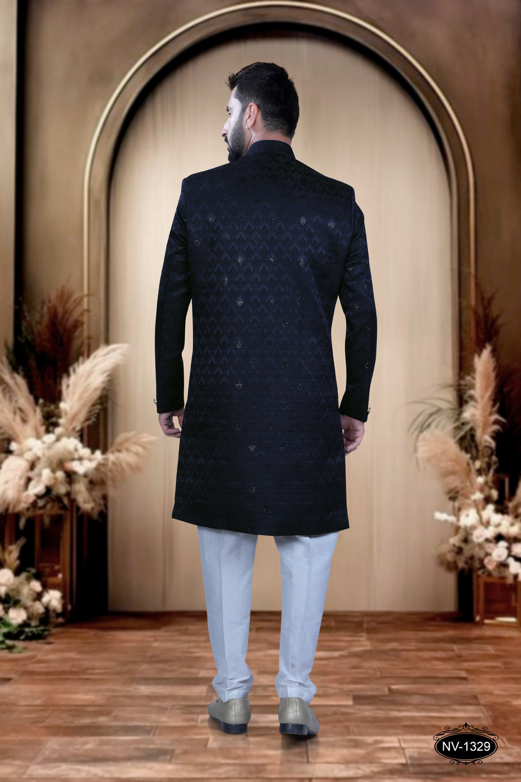 INDO-WESTERN IN BLUE HUE WITH SELF-DESIGN PERFECT FOR EVERY CEREMONIES