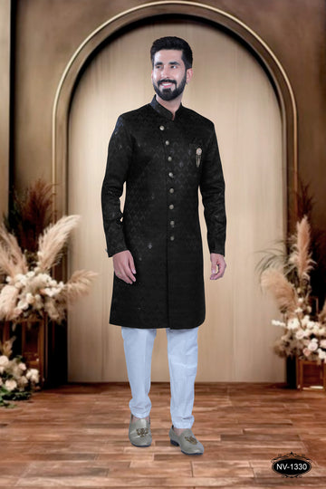 INDO-WESTERN IN BLACK HUE WITH SELF-DESIGN PERFECT FOR EVERY CEREMONIES