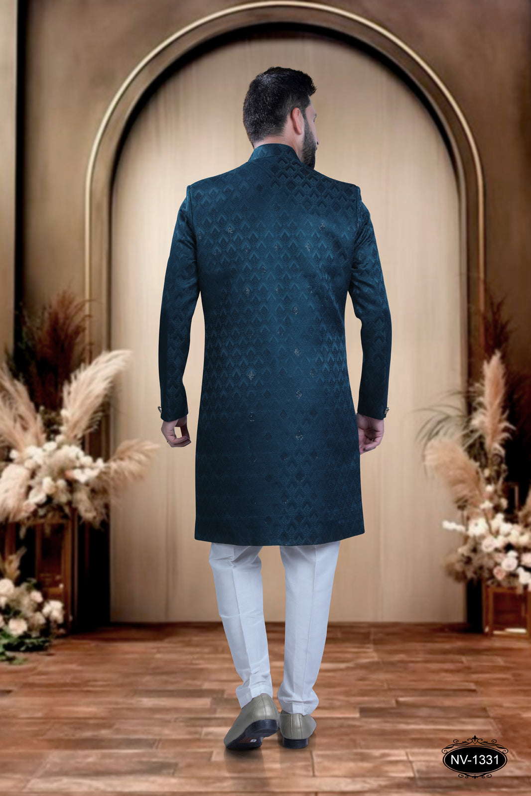 INDO-WESTERN IN BLUE HUE WITH SELF-DESIGN PERFECT FOR EVERY CEREMONIES