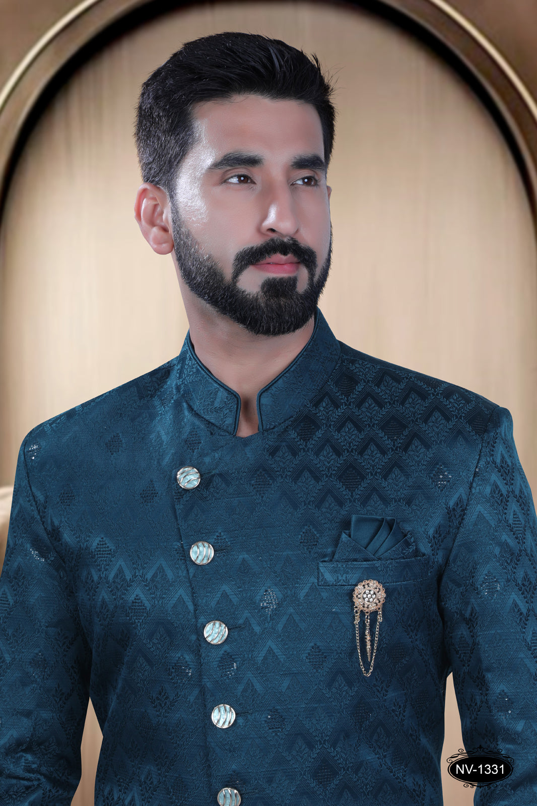 INDO-WESTERN IN BLUE HUE WITH SELF-DESIGN PERFECT FOR EVERY CEREMONIES