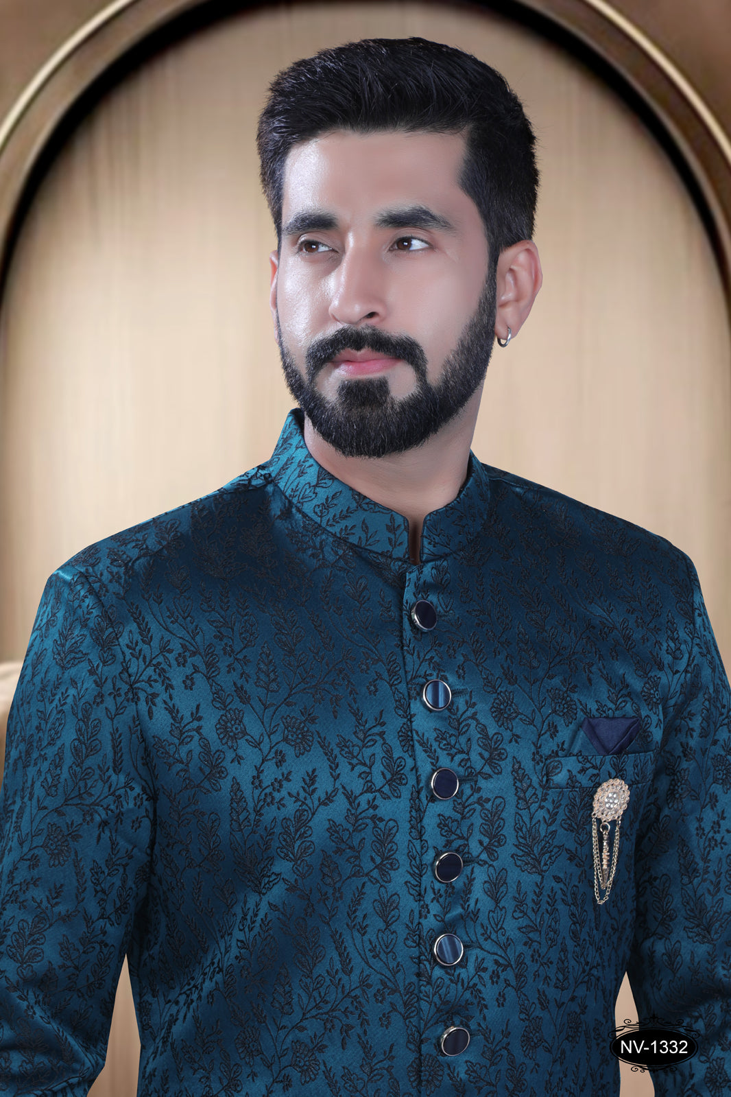 BLUE TONE INDO-WESTERN SET WITH SELF-DESIGN FOR EVERY RITUALS