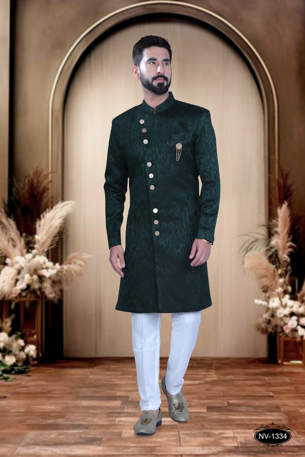 BLUE TONE INDO-WESTERN SET WITH SELF-DESIGN FOR EVERY RITUALS