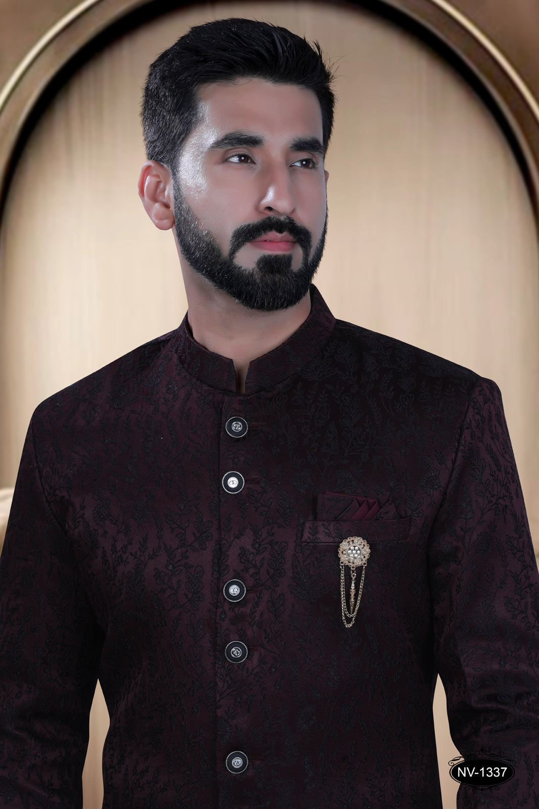 MAROON TONE INDO-WESTERN SET WITH SELF-DESIGN FOR EVERY RITUALS
