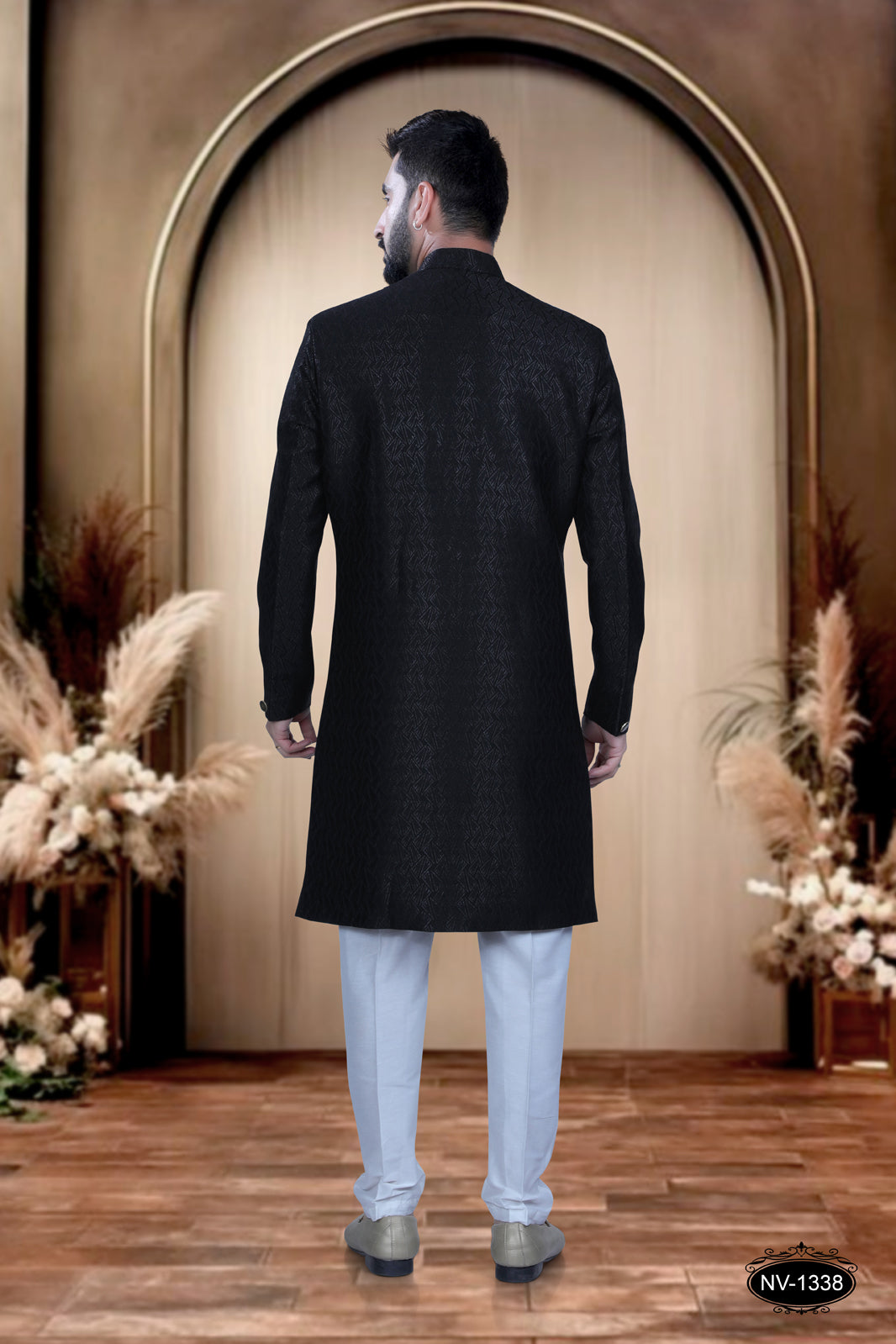 INDO-WESTERN IN BLACK HUE WITH SELF-DESIGN ,PERFECT FOR EVERY CEREMONIES