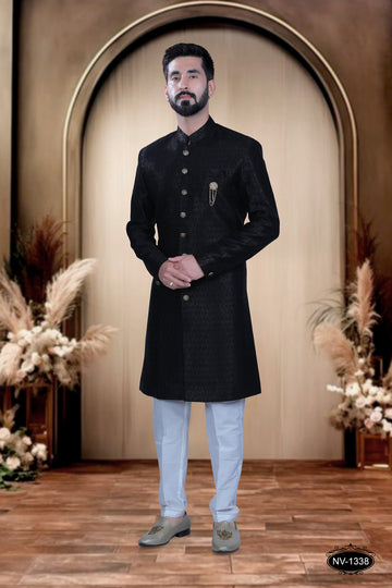 INDO-WESTERN IN BLACK HUE WITH SELF-DESIGN ,PERFECT FOR EVERY CEREMONIES