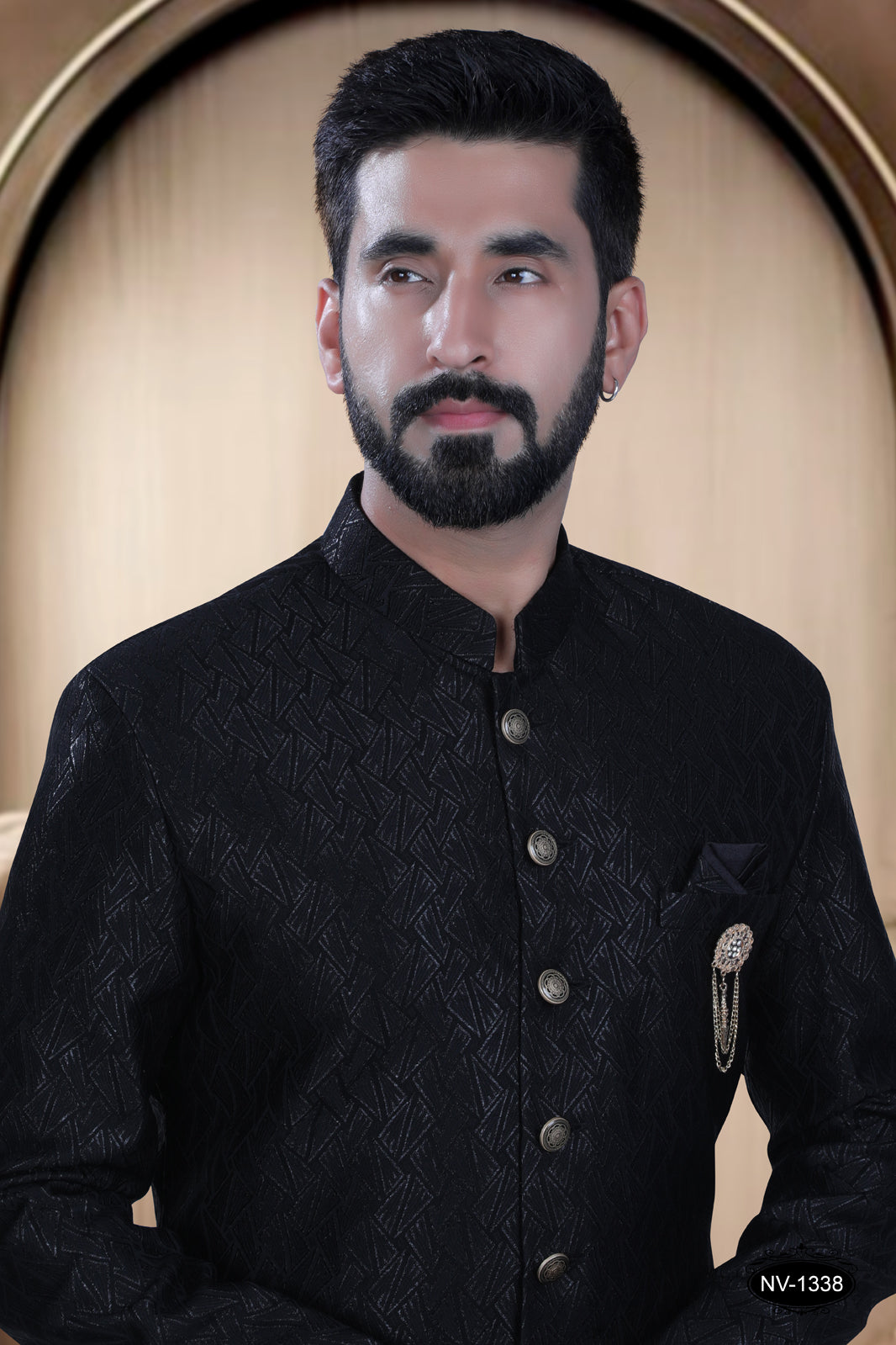 INDO-WESTERN IN BLACK HUE WITH SELF-DESIGN ,PERFECT FOR EVERY CEREMONIES