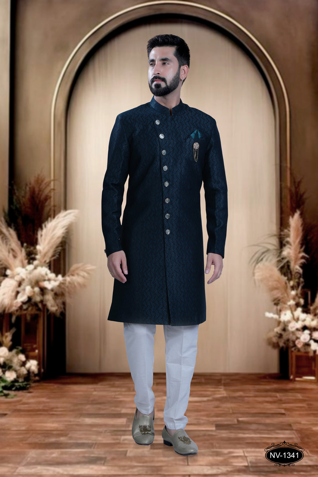 INDO-WESTERN IN BLUE HUE WITH SELF-DESIGN ,PERFECT FOR EVERY CEREMONIES