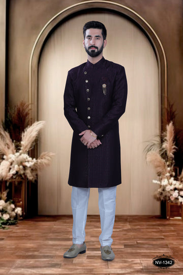 INDO-WESTERN IN WINE HUE WITH SELF-DESIGN ,PERFECT FOR EVERY CEREMONIES