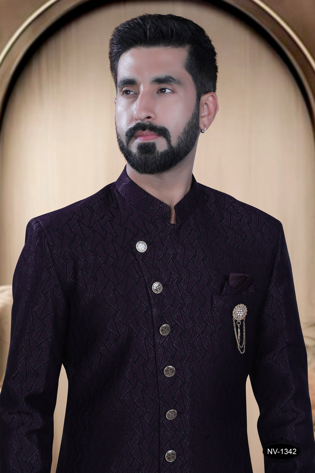 INDO-WESTERN IN WINE HUE WITH SELF-DESIGN ,PERFECT FOR EVERY CEREMONIES