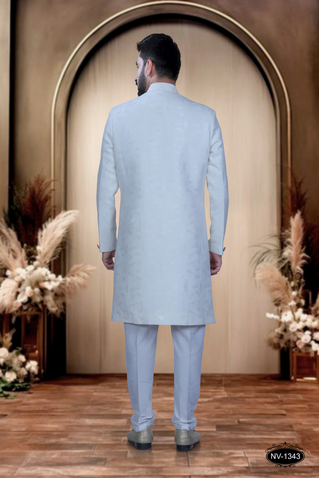 INDO-WESTERN IN WHITE HUE WITH SELF-DESIGN ,PERFECT FOR EVERY CEREMONIES