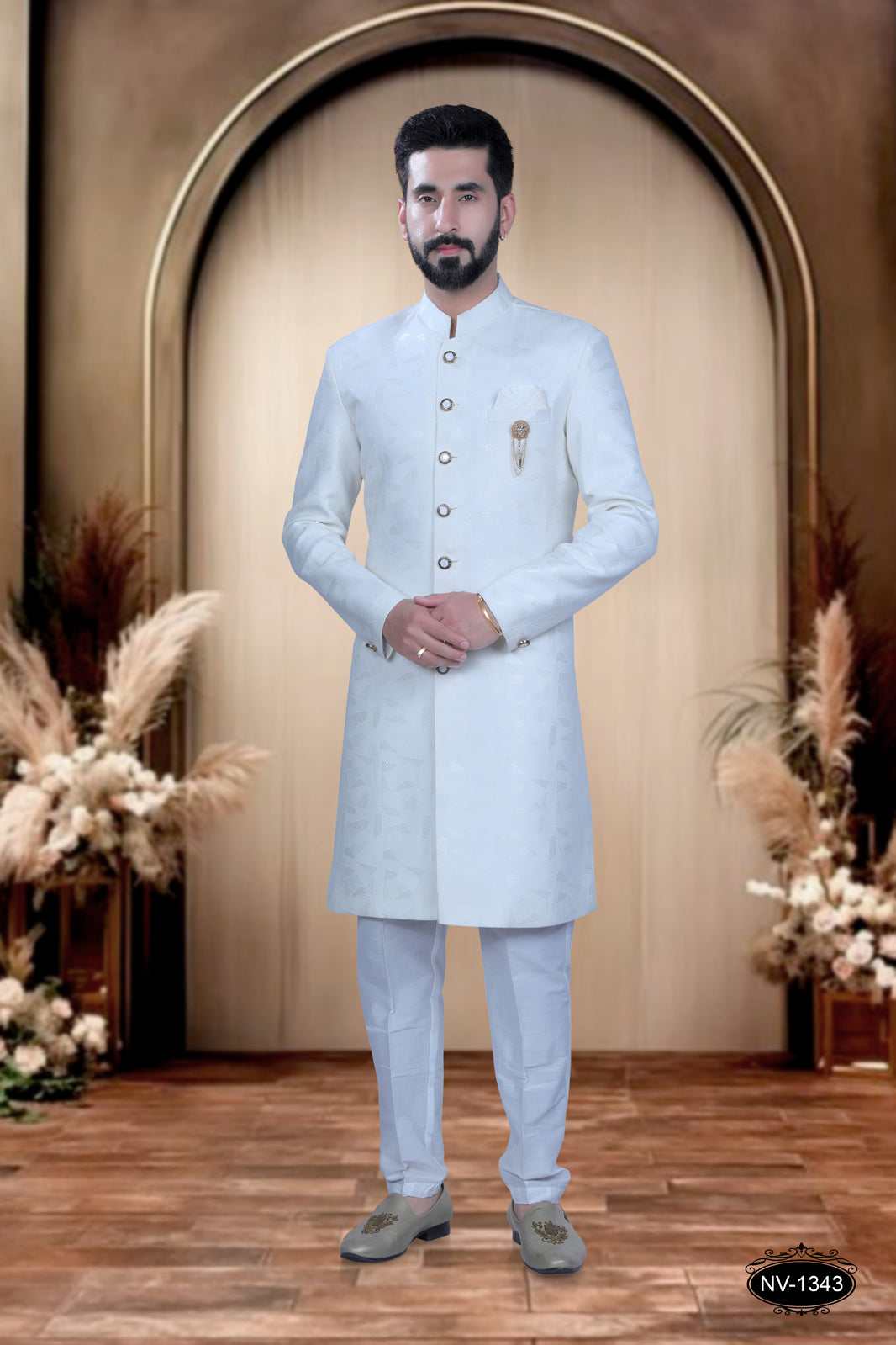 INDO-WESTERN IN WHITE HUE WITH SELF-DESIGN ,PERFECT FOR EVERY CEREMONIES
