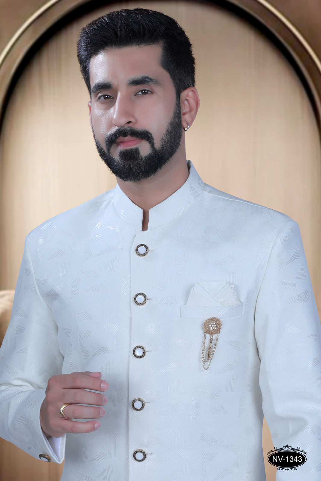 INDO-WESTERN IN WHITE HUE WITH SELF-DESIGN ,PERFECT FOR EVERY CEREMONIES