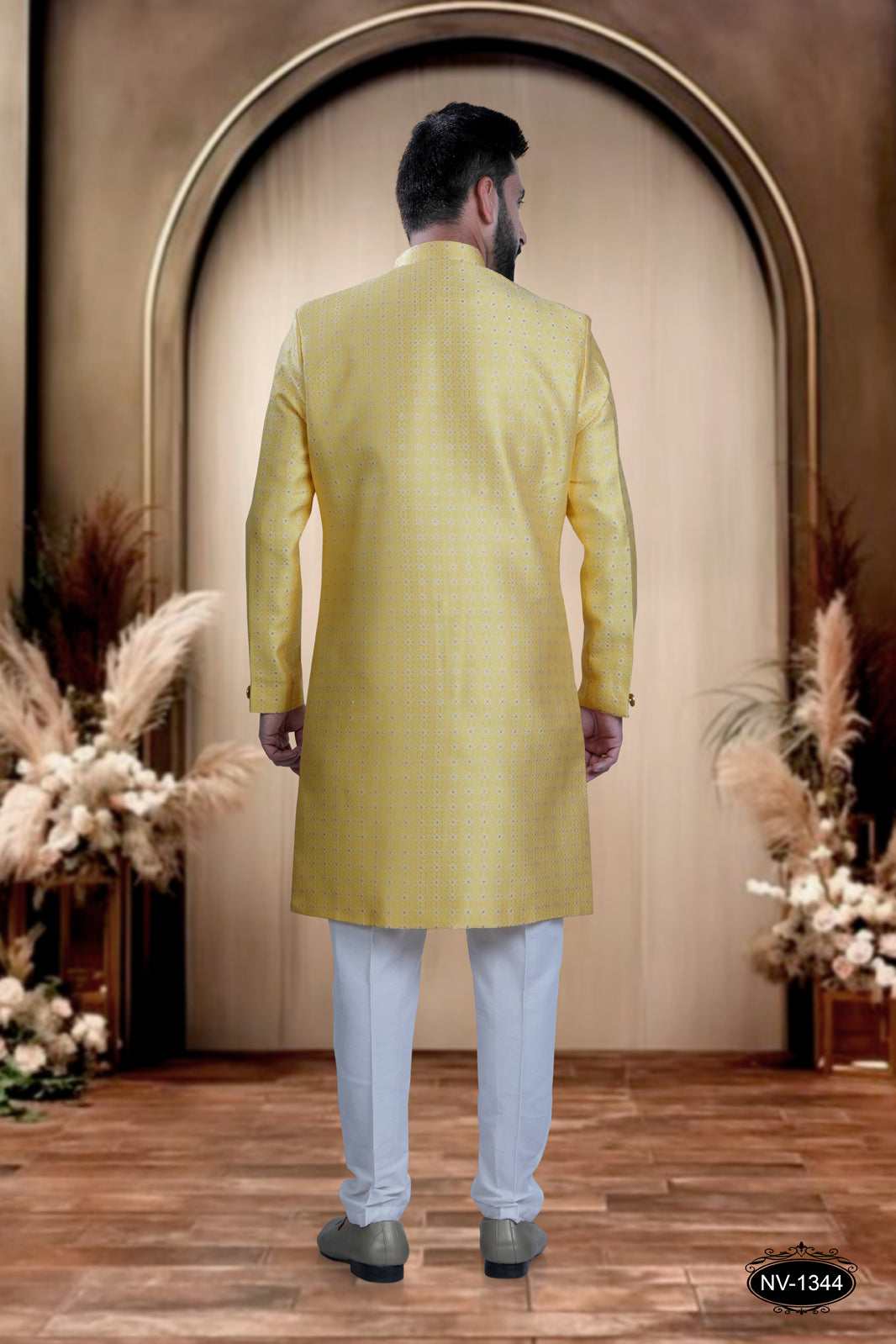 YELLOW HUE INDO-WESTERN SET WITH SELF-DESIGN FOR EVERY OCCASIONS