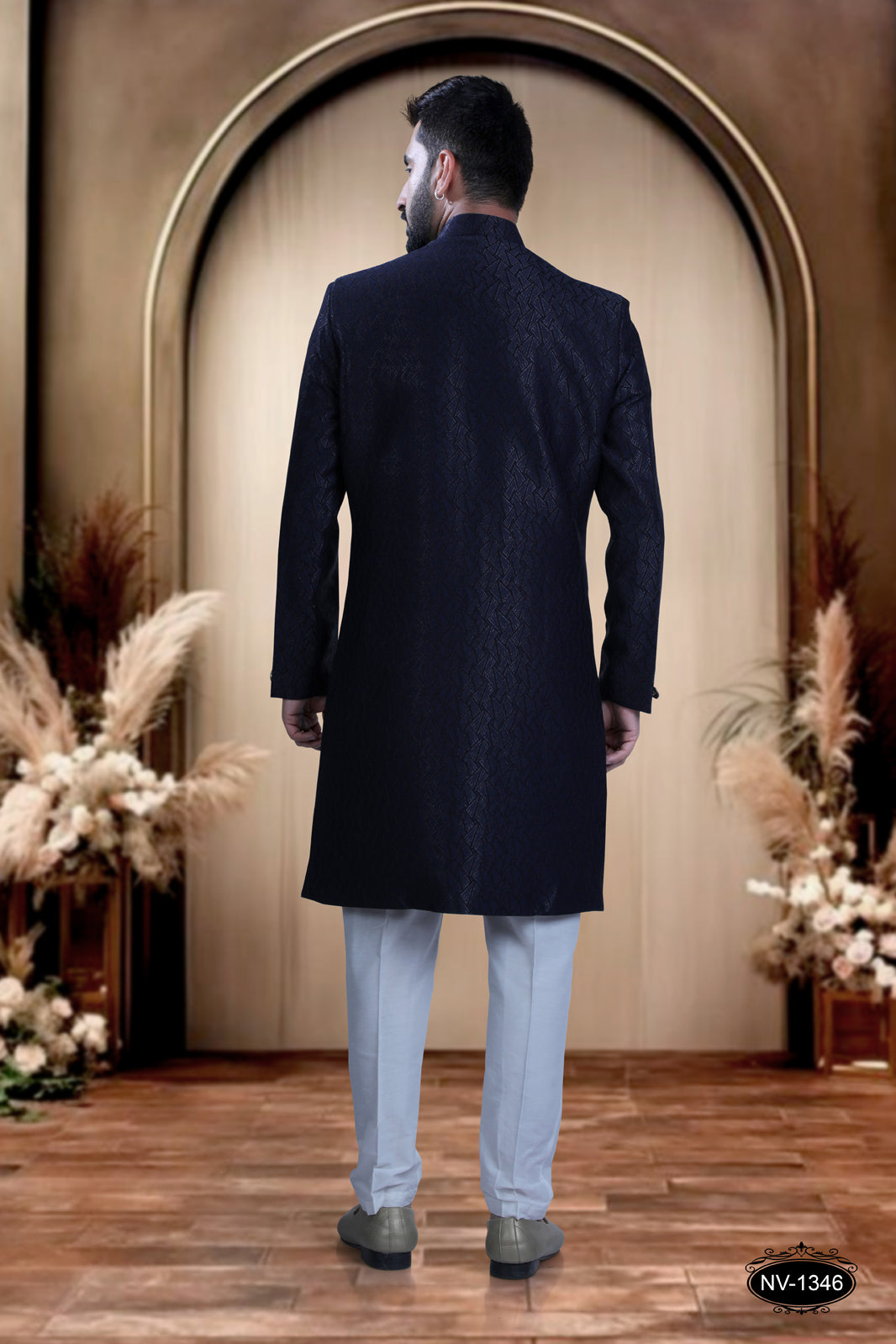 INDO-WESTERN IN BLUE HUE WITH SELF DESIGN , PERFECT FOR EVERY CEREMONIES
