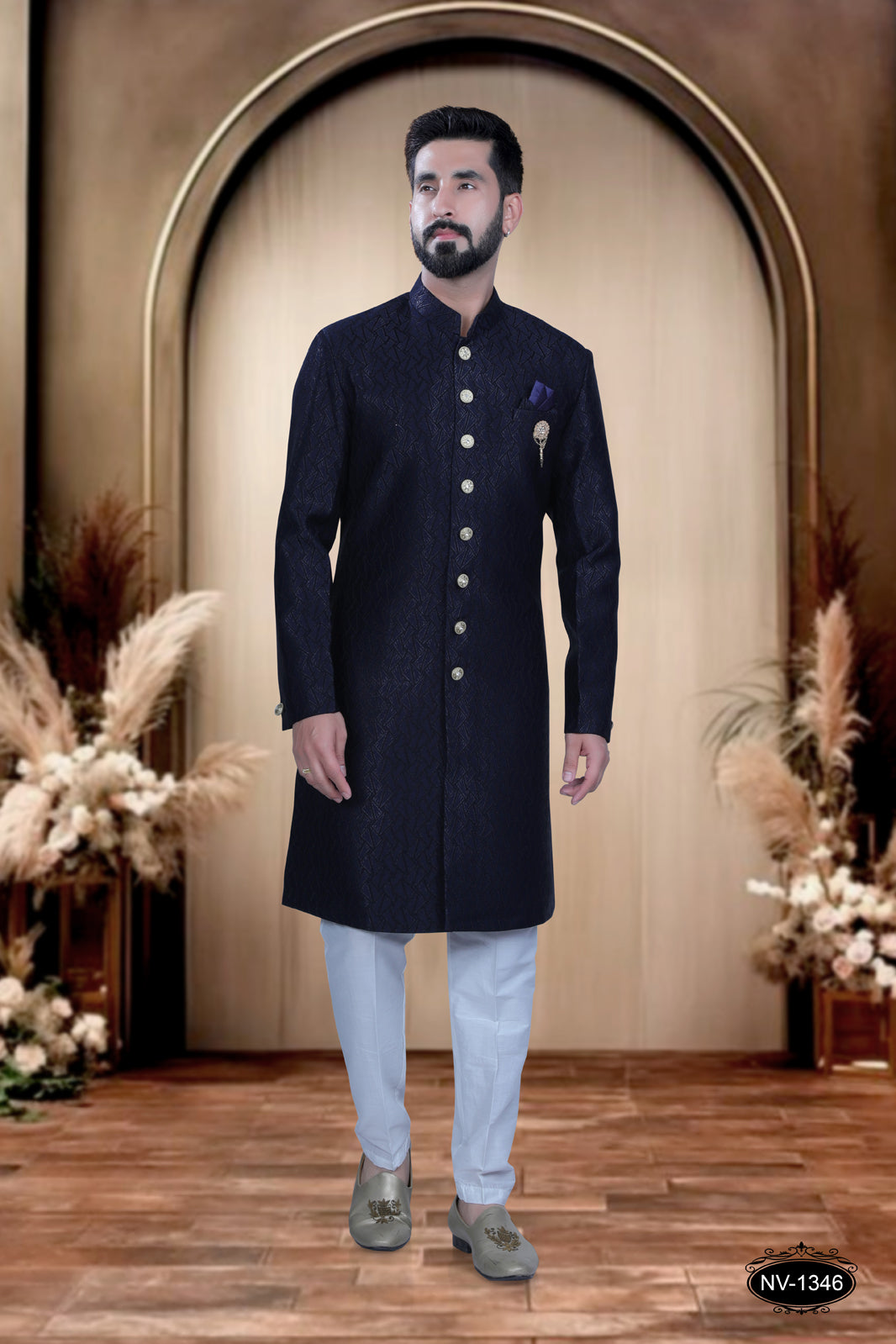 INDO-WESTERN IN BLUE HUE WITH SELF DESIGN , PERFECT FOR EVERY CEREMONIES
