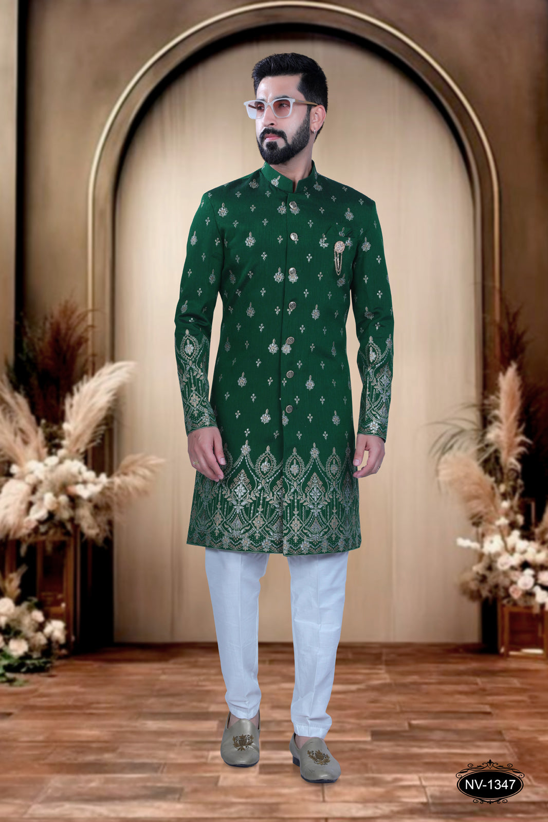 GREEN HUE INDO-WESTERN WITH DESIGNER PANEL FOR EVERY OCCASIONS