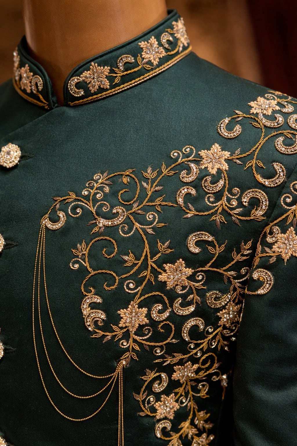 SHERWANI SET IN GREEN TONE WITH HEAVY HAND EMBROIDERY FOR EVERY WEDDING OCCASIONS